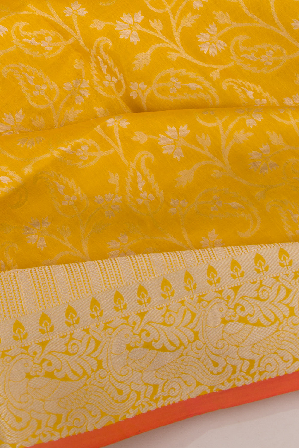 Taranga Kanchi Silk Jaal Yellow Saree