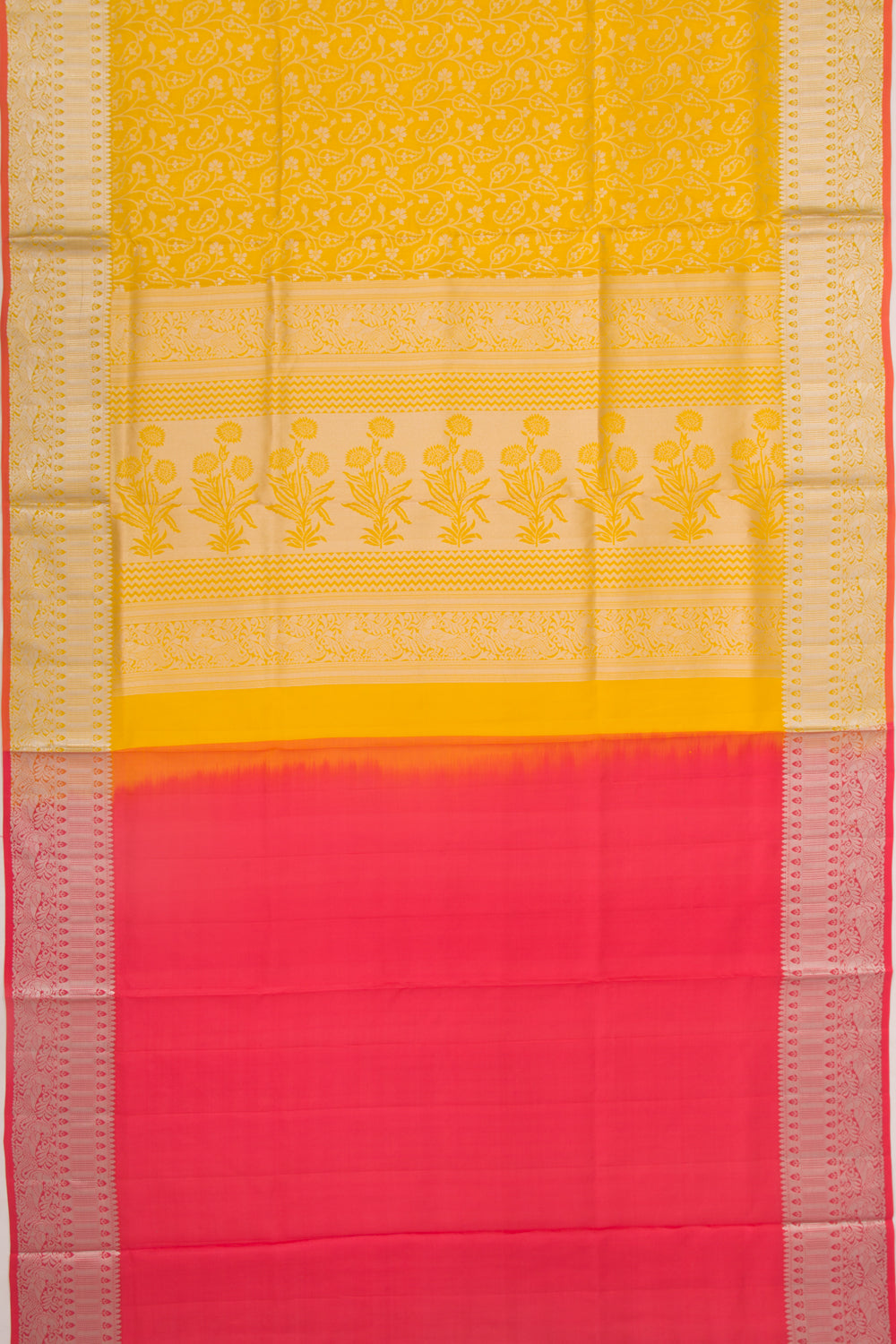 Taranga Kanchi Silk Jaal Yellow Saree