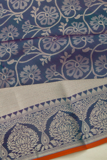 Taranga Kanchi Silk Jaal Dark Blue Saree