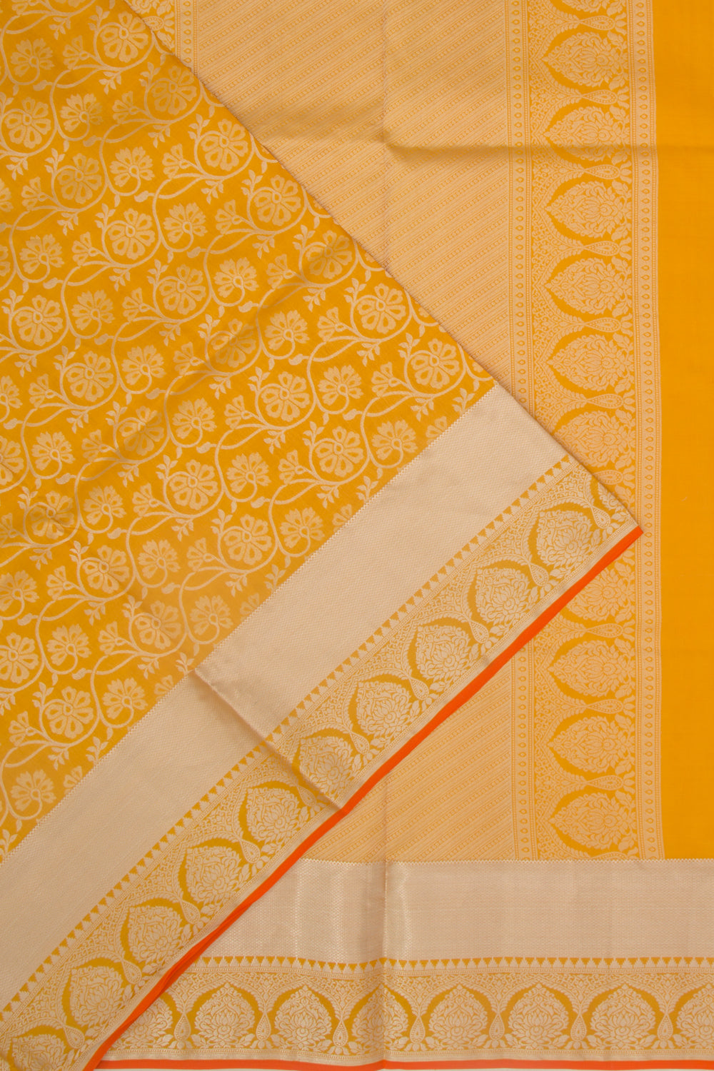 Taranga Kanchi Silk Jaal Mustard Yellow Saree
