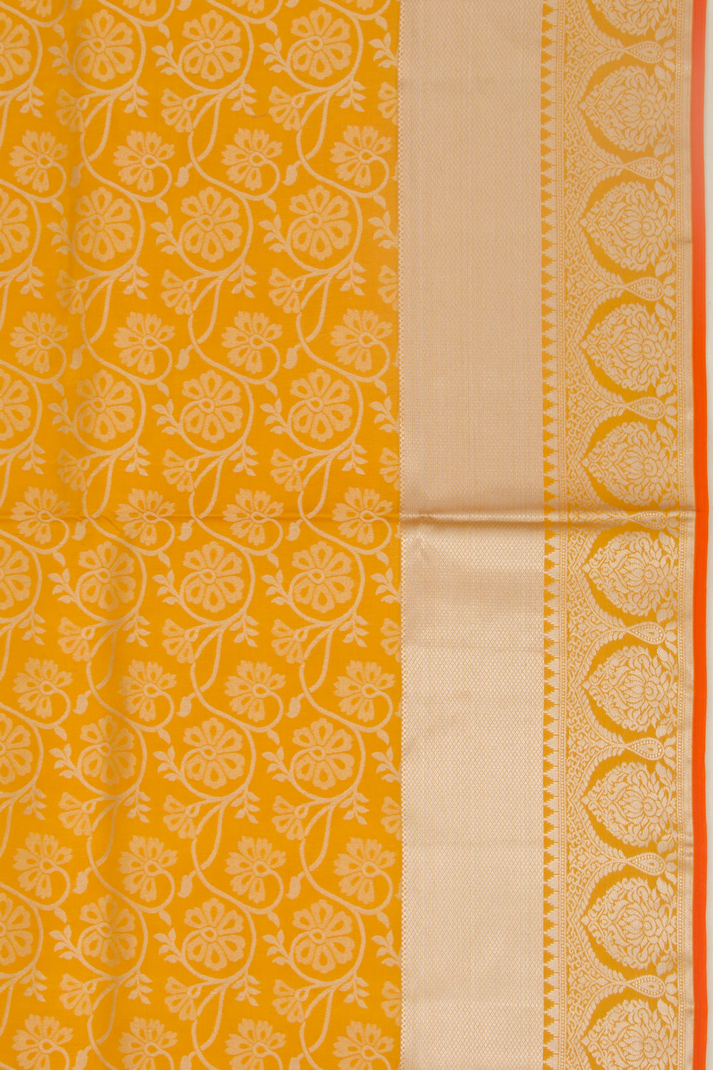 Taranga Kanchi Silk Jaal Mustard Yellow Saree