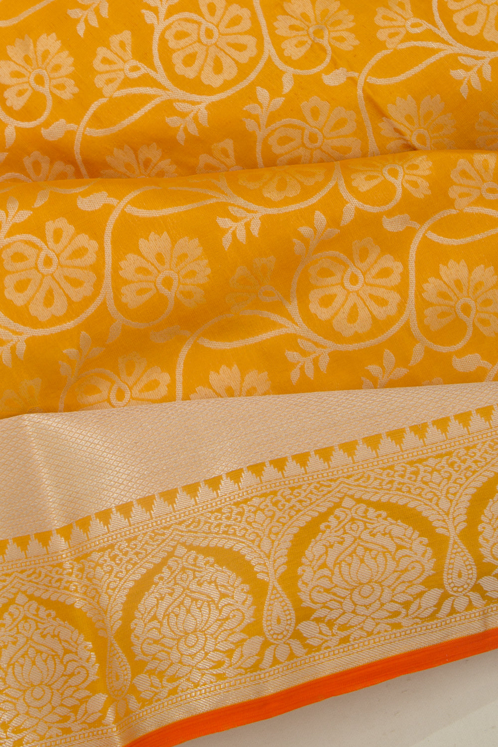 Taranga Kanchi Silk Jaal Mustard Yellow Saree