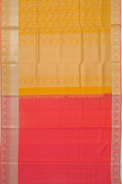 Taranga Kanchi Silk Jaal Mustard Yellow Saree