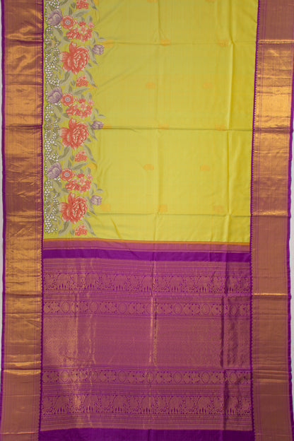 Kanchipuram Silk Butta Green Saree With Cut Work Border