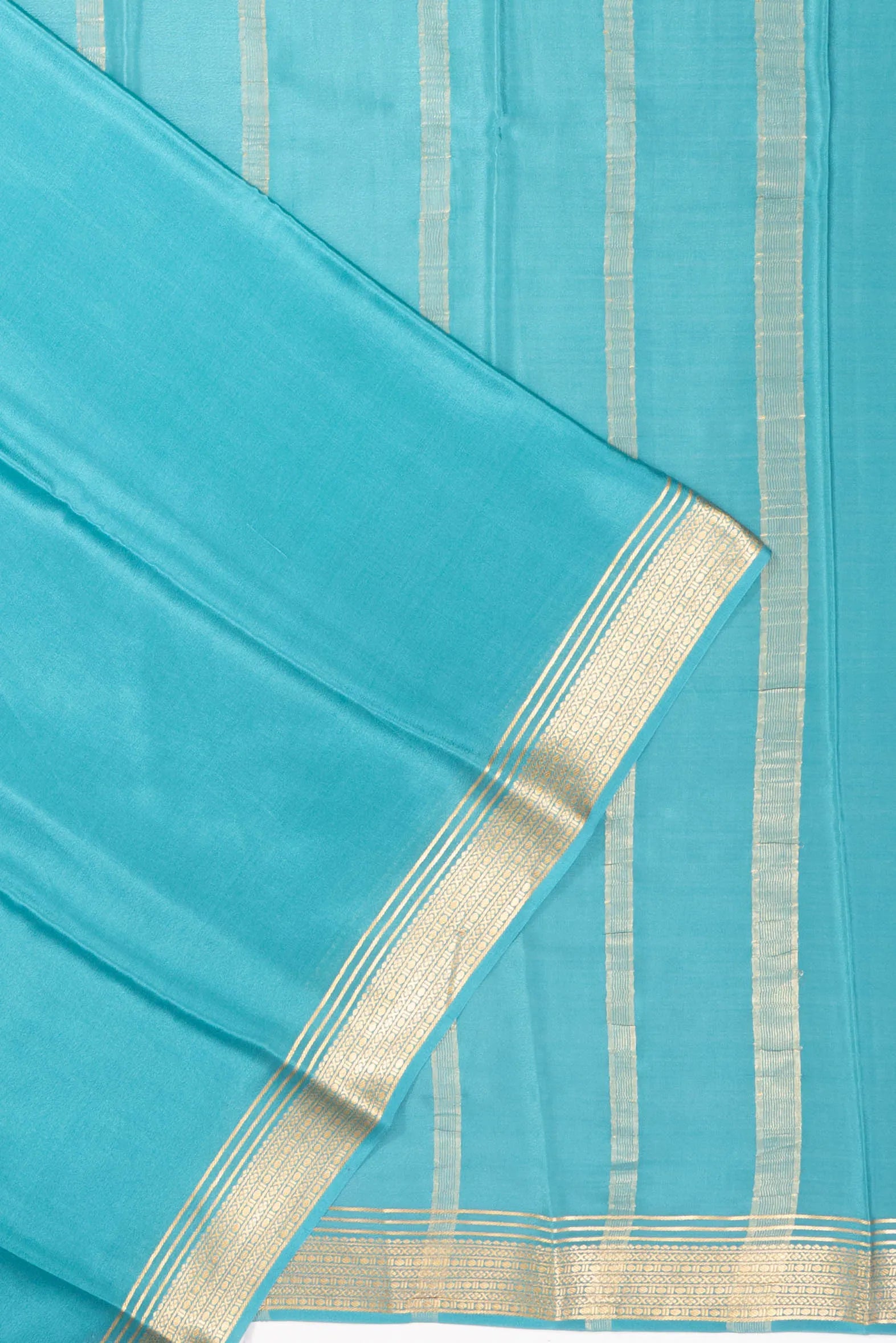 Mysore Silk Plain Sky Blue Saree