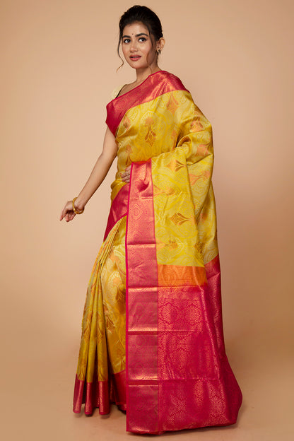 Taranga Kanchi Silk Butta Yellow Saree