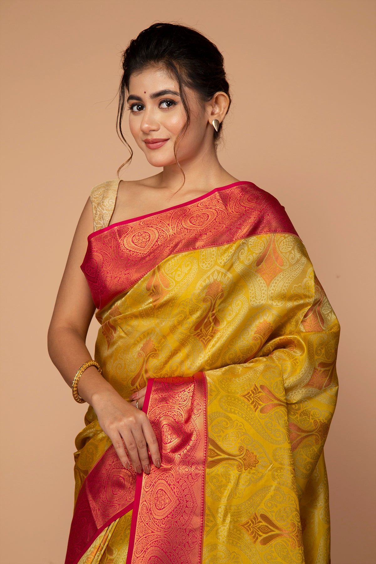 Taranga Kanchi Silk Butta Yellow Saree