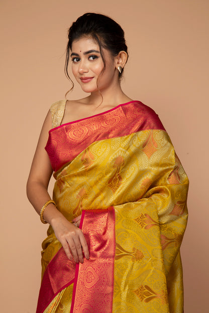 Taranga Kanchi Silk Butta Yellow Saree