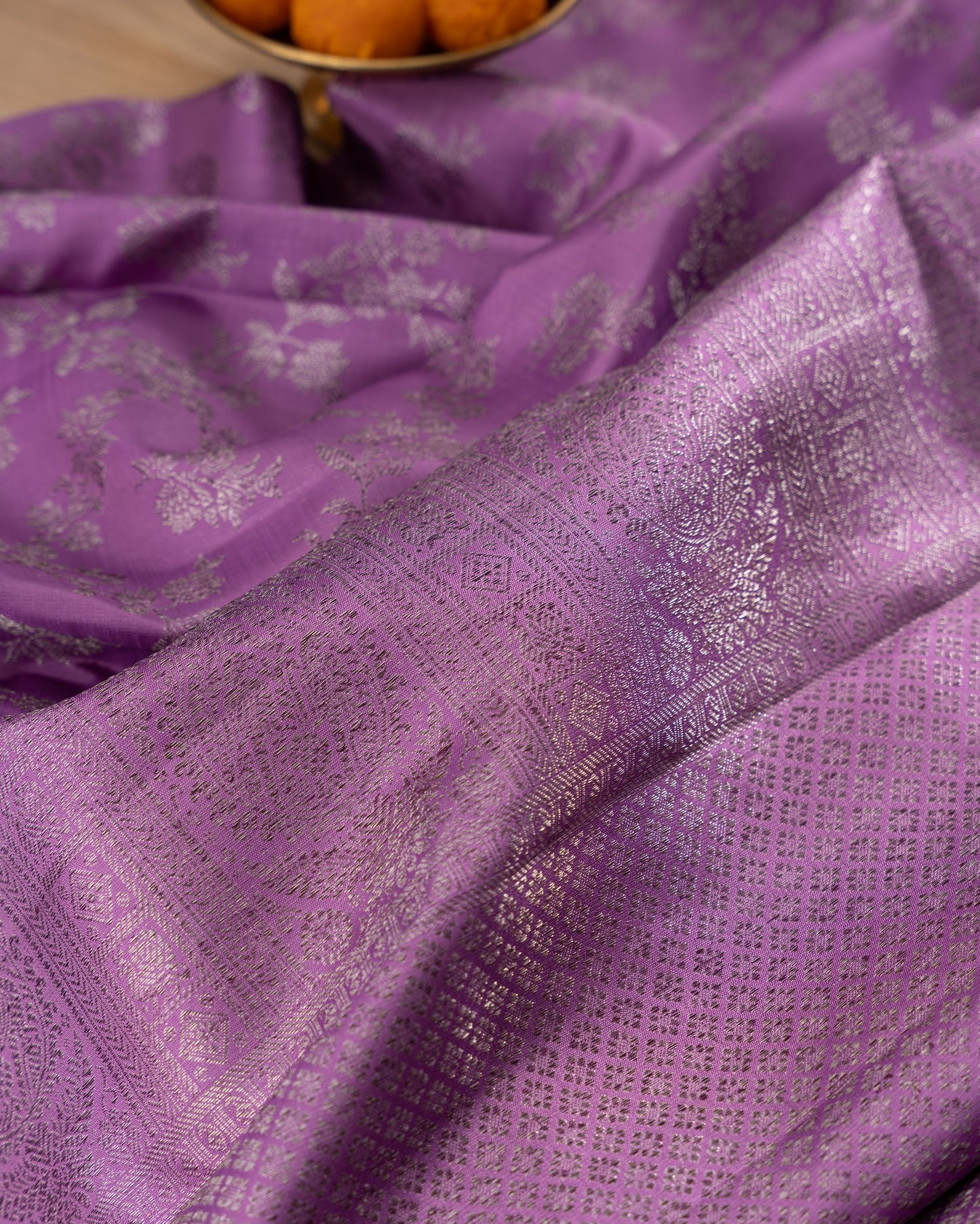 Kanchipuram Silk Antique Zari Lavender Saree