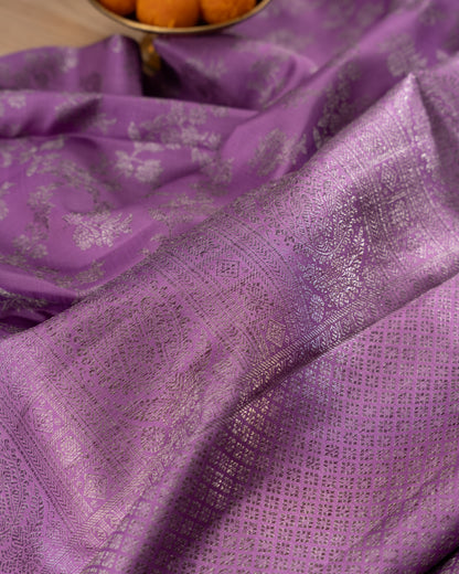 Kanchipuram Silk Antique Zari Lavender Saree