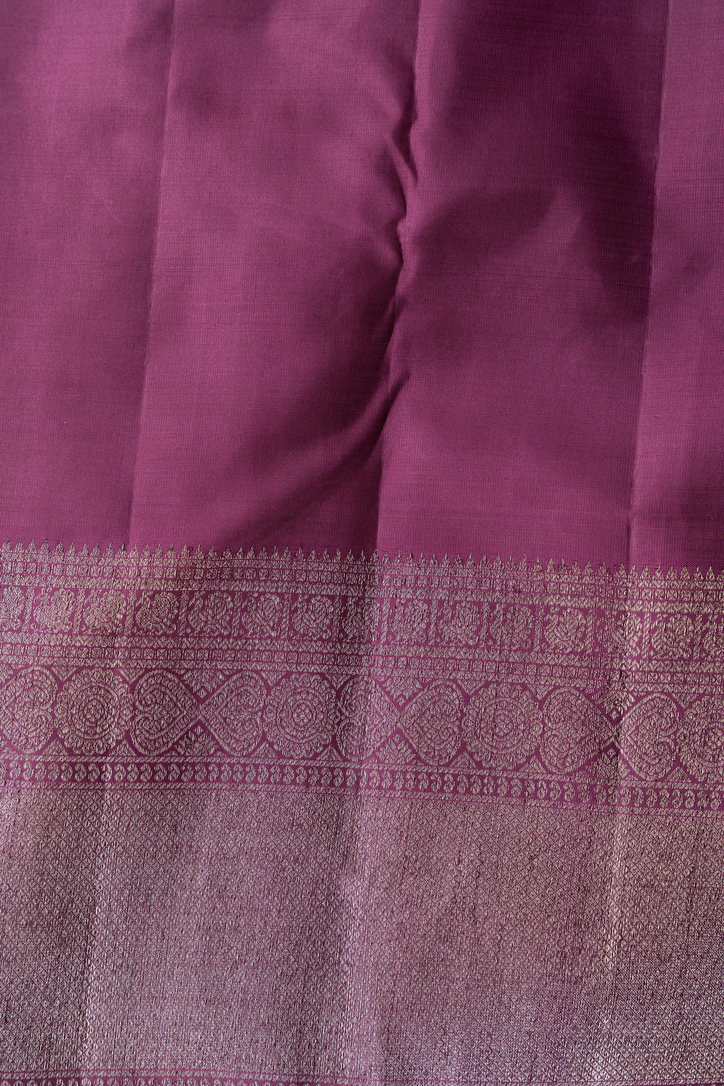 Taranga Kanchi Silk Antique Zari Jaal Purple Saree With Rakhi and Gift Box