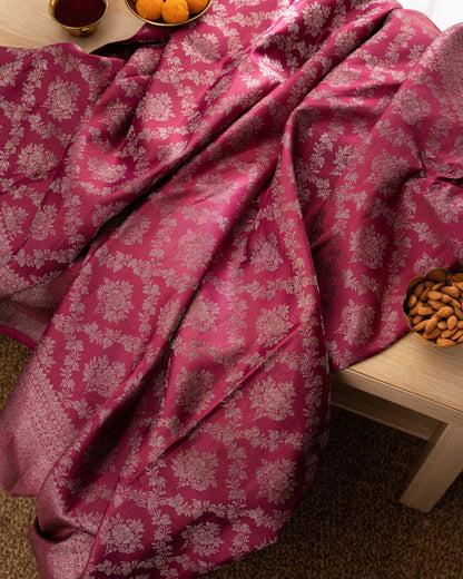 Taranga Kanchi Silk Antique Zari Jaal Purple Saree With Rakhi And Gift Box