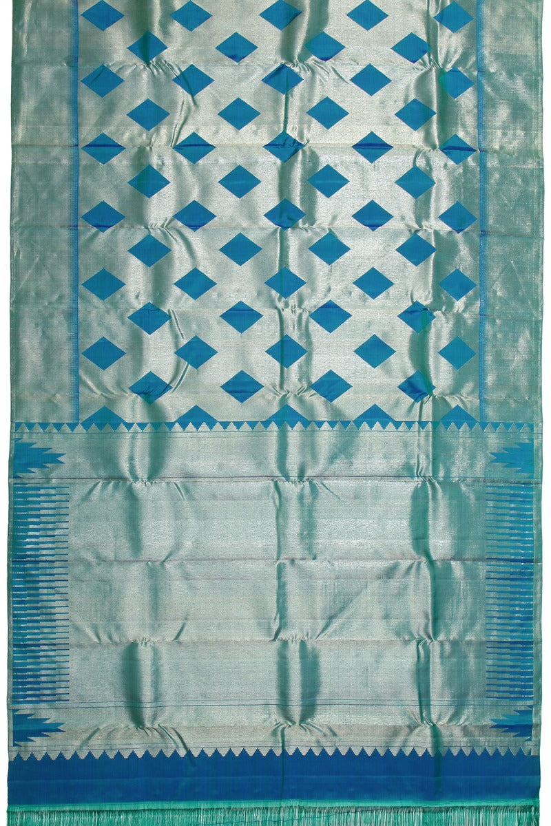 Kanchipuram Silk Brocade Blue Saree