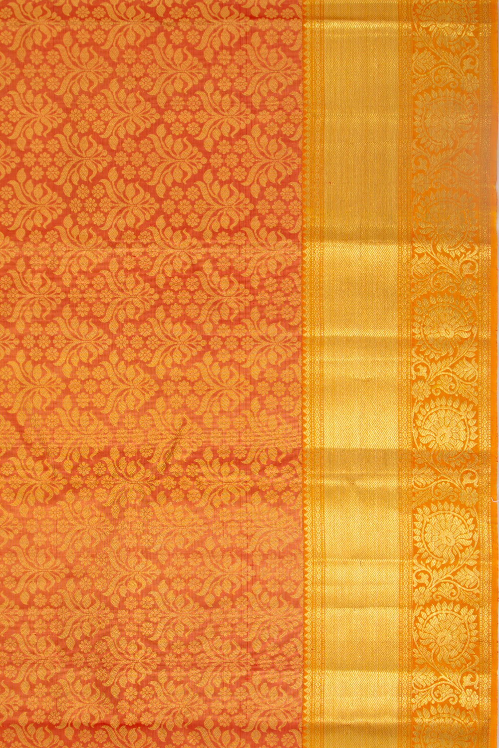 Taranga Kanchi Silk Tissue Brocade Orange Saree