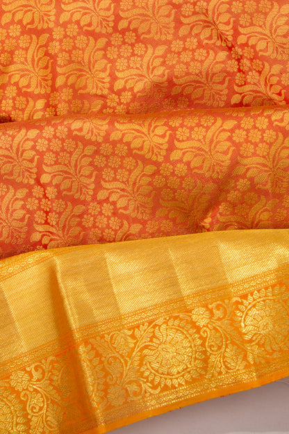 Taranga Kanchi Silk Tissue Brocade Orange Saree