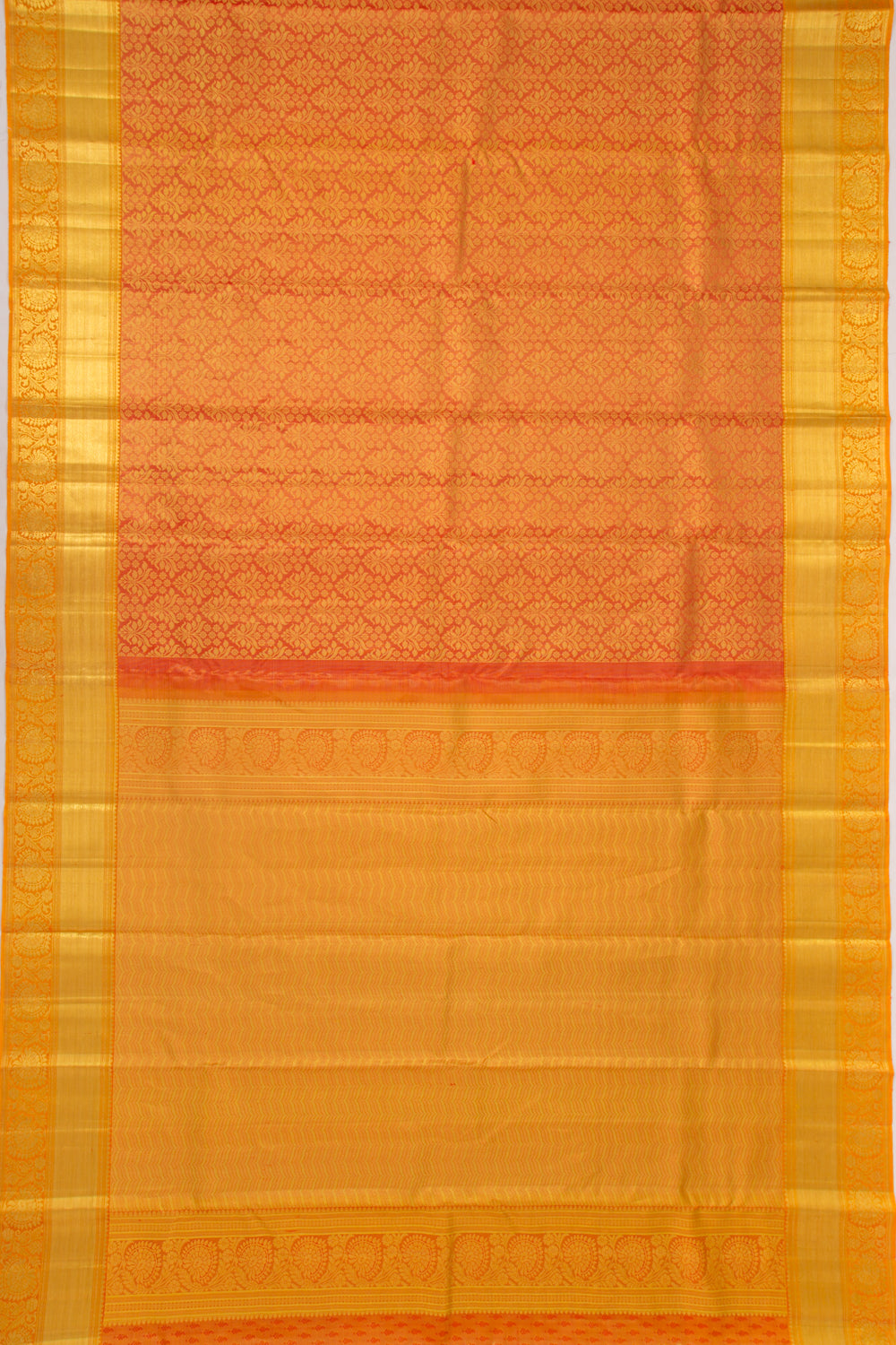 Taranga Kanchi Silk Tissue Brocade Orange Saree
