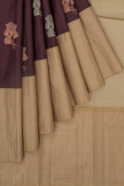 Taranga Kanchi Silk Butta Brown Saree