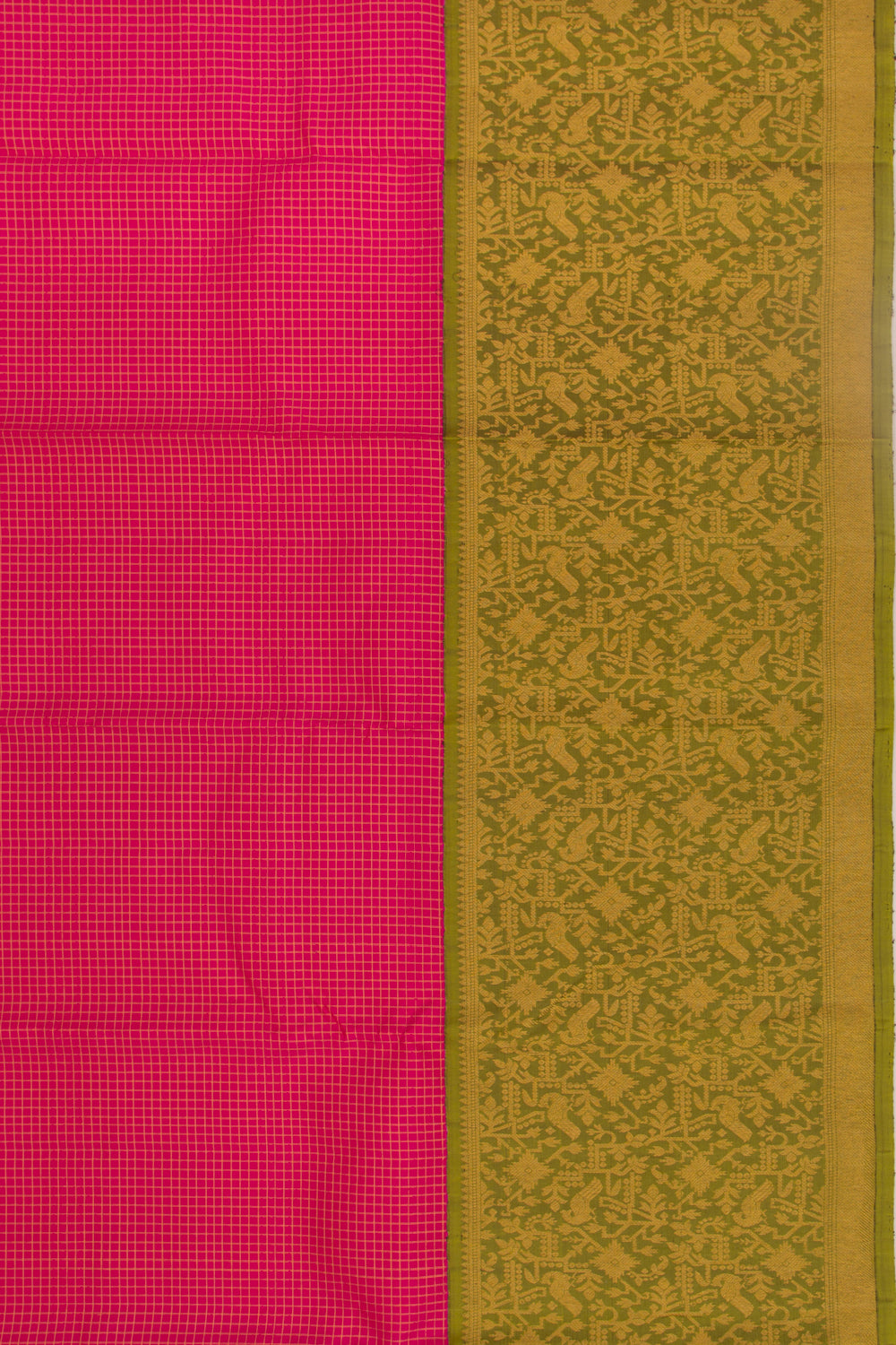 Kanchipuram Silk Checks Pink Saree