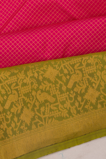 Kanchipuram Silk Checks Pink Saree