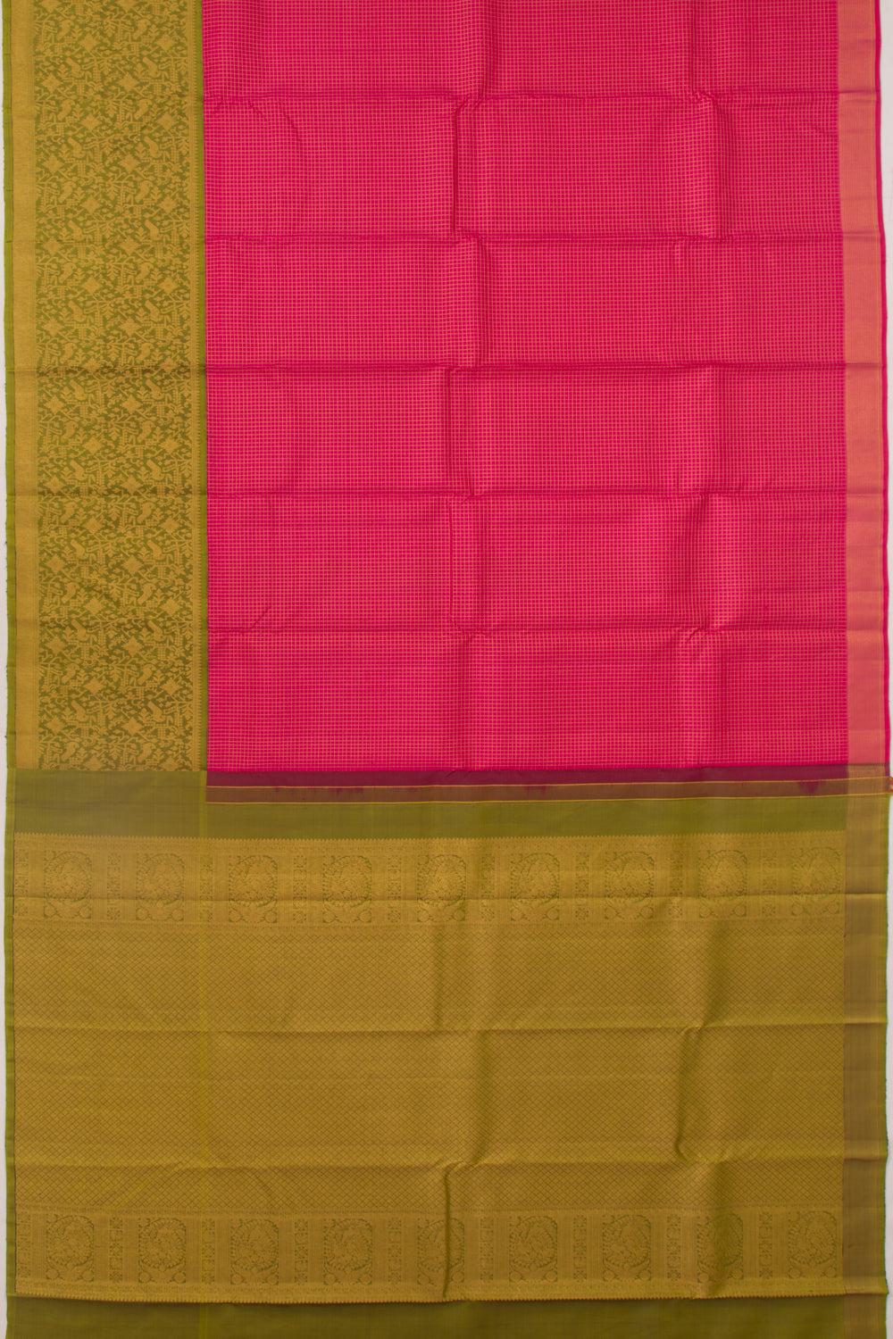 Kanchipuram Silk Checks Pink Saree