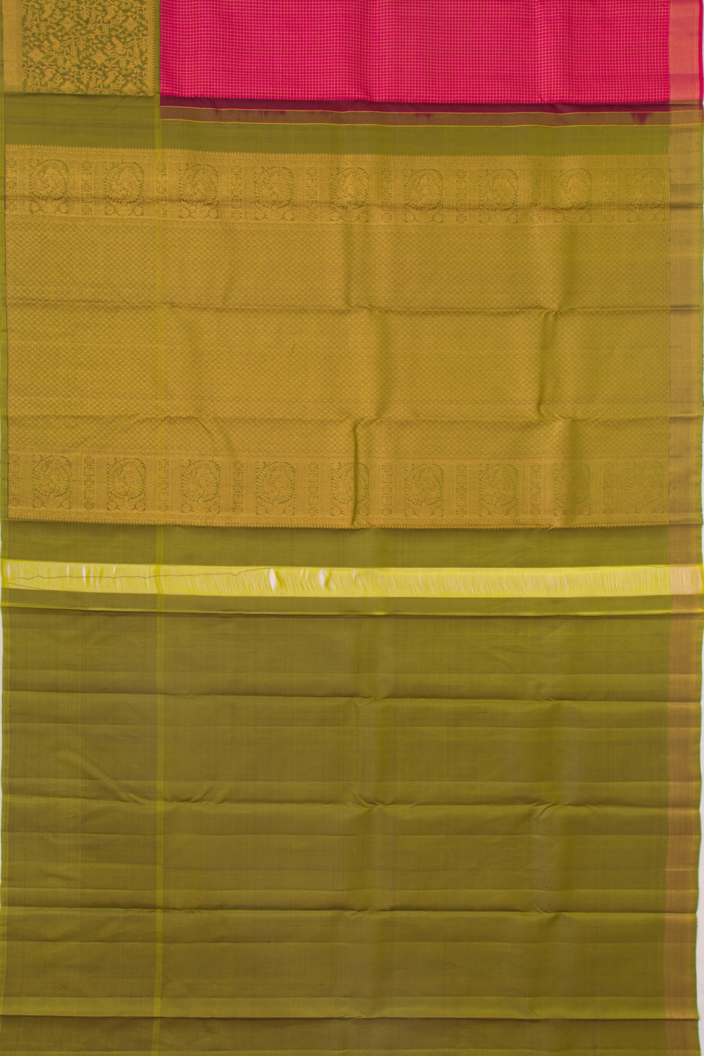 Kanchipuram Silk Checks Pink Saree