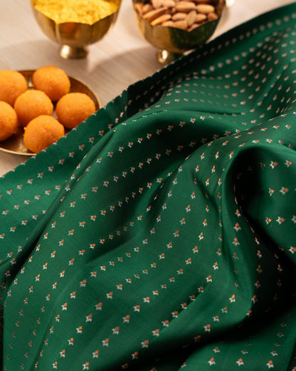 Kanchipuram Silk Brocade Green Saree With Rakhi and Gift Box