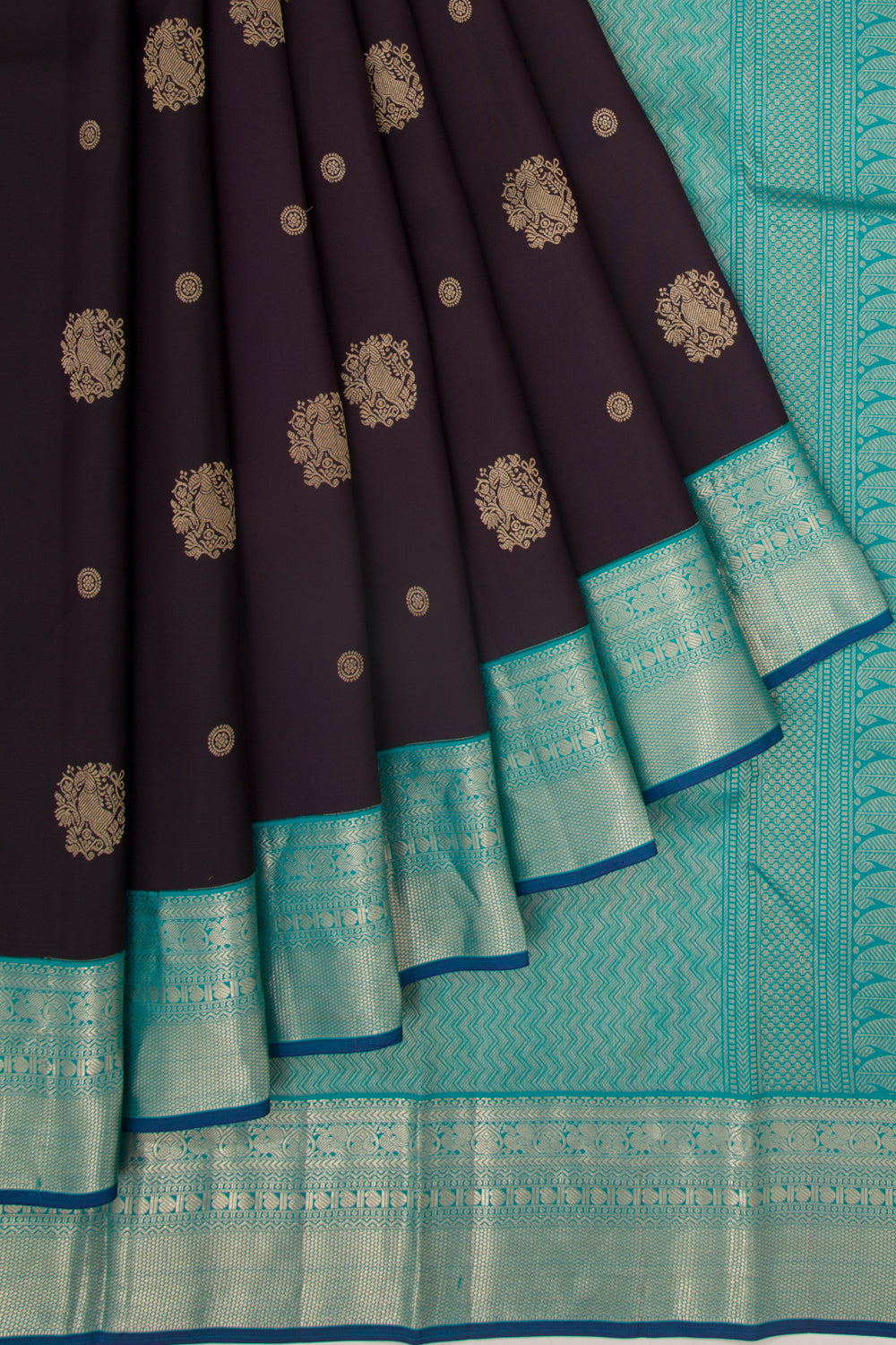 Taranga Kanchi Silk Butta Brown Saree