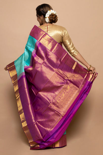 Kanchipuram Silk Butta Sky Blue Saree