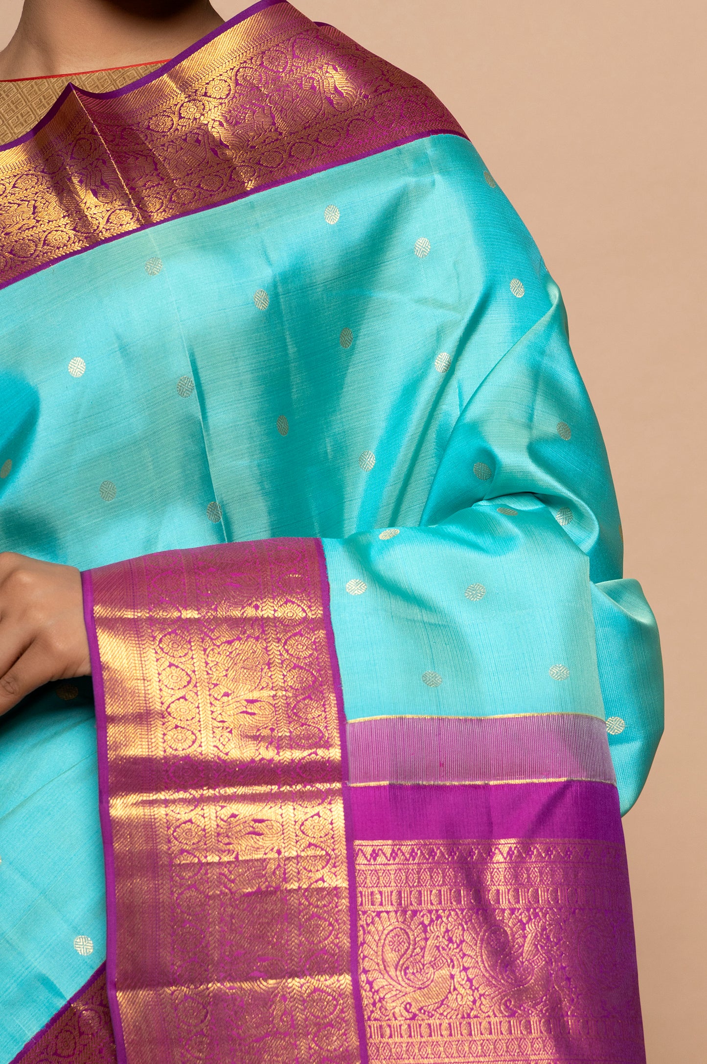 Kanchipuram Silk Butta Sky Blue Saree