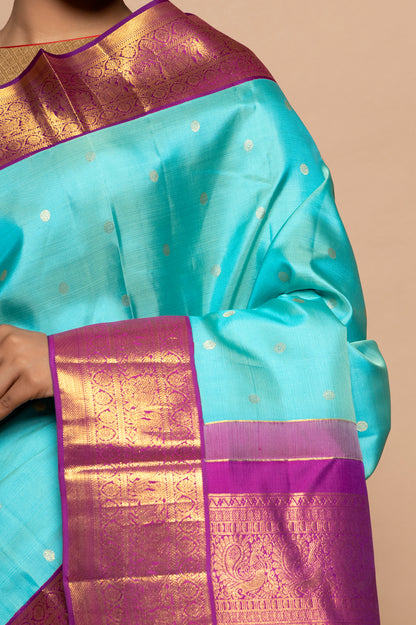 Kanchipuram Silk Butta Sky Blue Saree