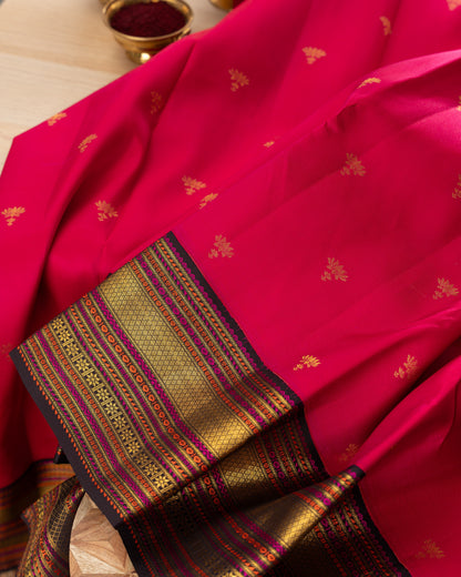 Kanchipuram Silk Lotus Butta Pink Saree With Rakhi and Gift Box