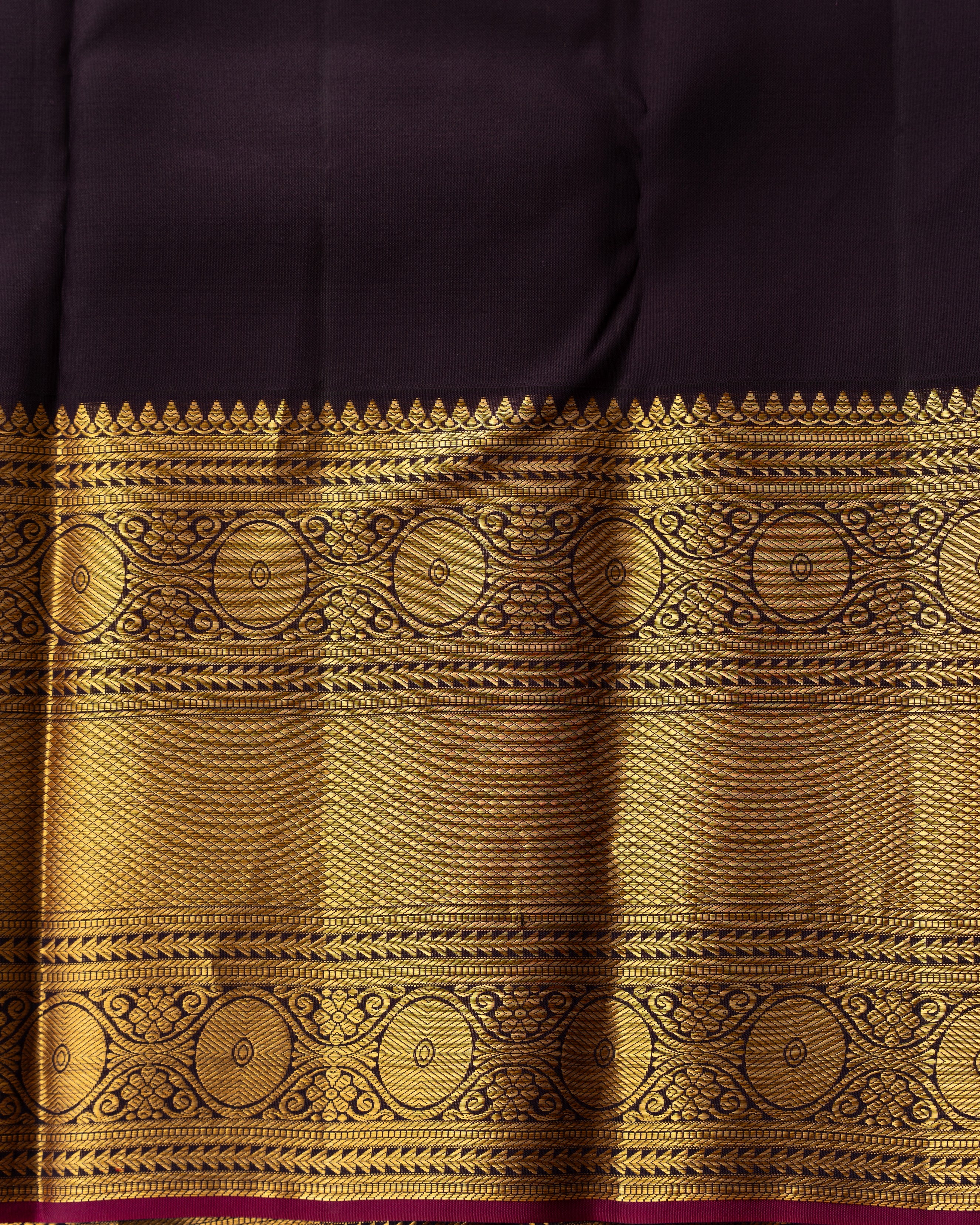 Kanchipuram Silk Lines And Butta Yellow Saree With Rakhi and Gift Box