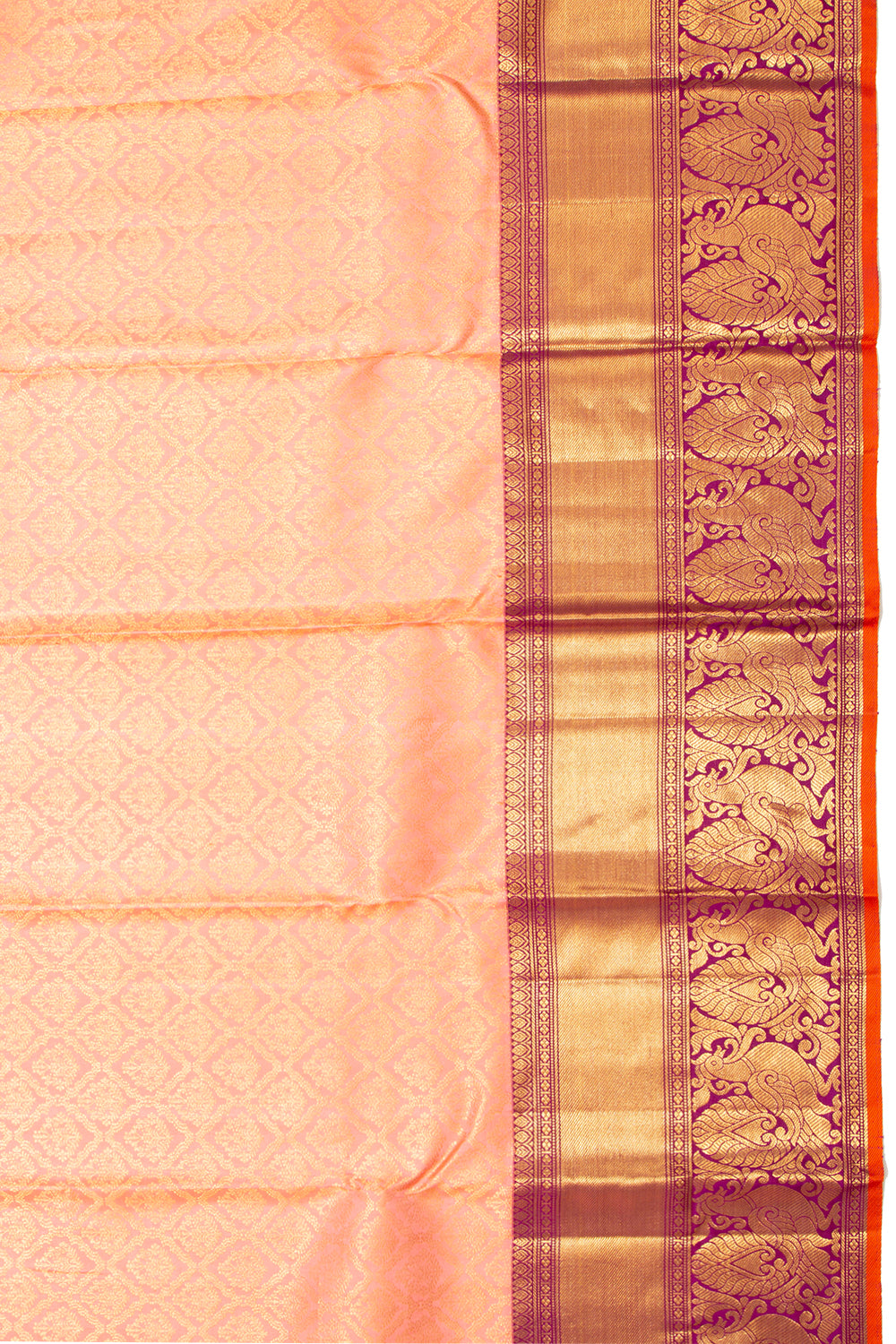 Kanchipuram Silk Brocade Peach Saree