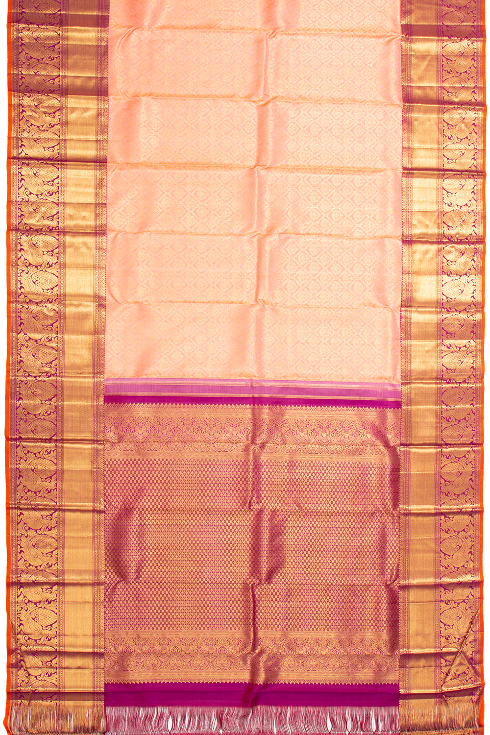 Kanchipuram Silk Brocade Peach Saree