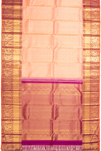 Kanchipuram Silk Brocade Peach Saree