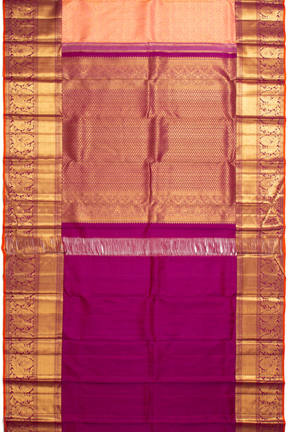 Kanchipuram Silk Brocade Peach Saree