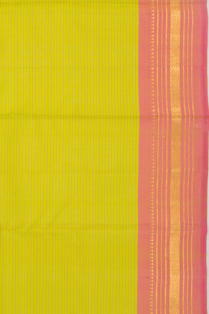 Kanchipuram Silk Horizontal Lines Green Saree