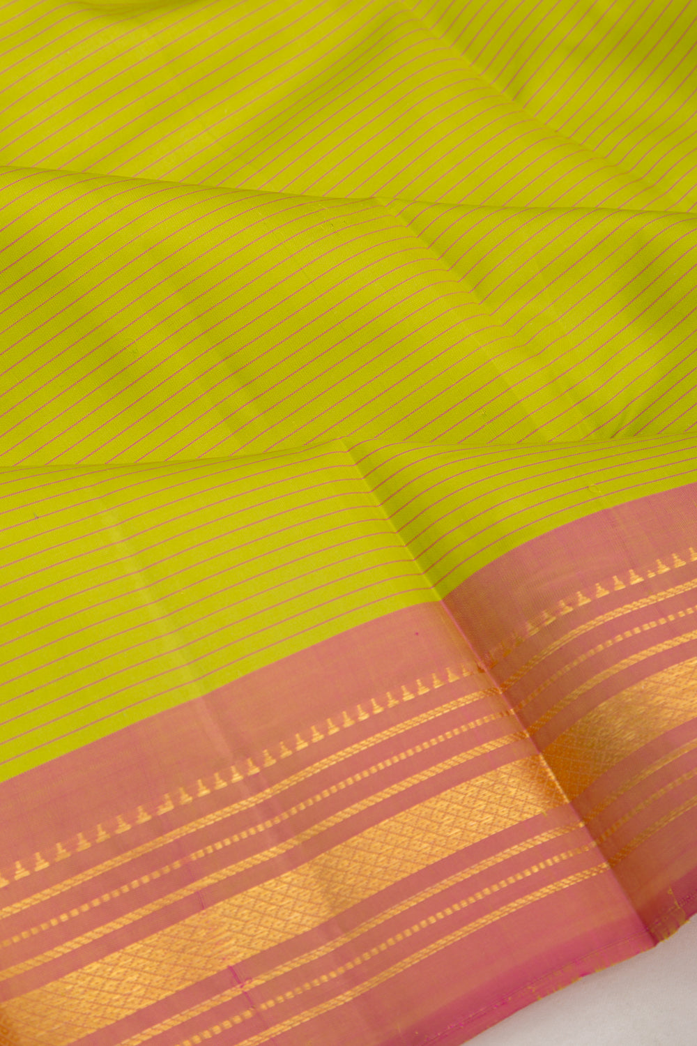 Kanchipuram Silk Horizontal Lines Green Saree