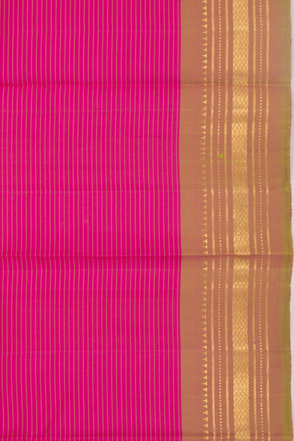 Kanchipuram Silk Horizontal Lines Pink Saree