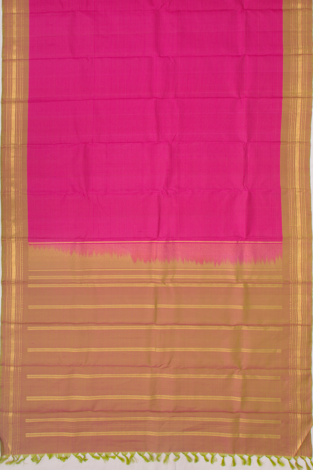 Kanchipuram Silk Horizontal Lines Pink Saree