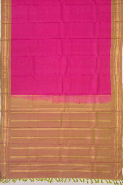 Kanchipuram Silk Horizontal Lines Pink Saree