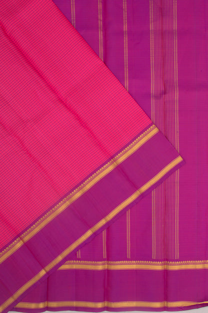 Kanchipuram Silk Checks Pink Saree