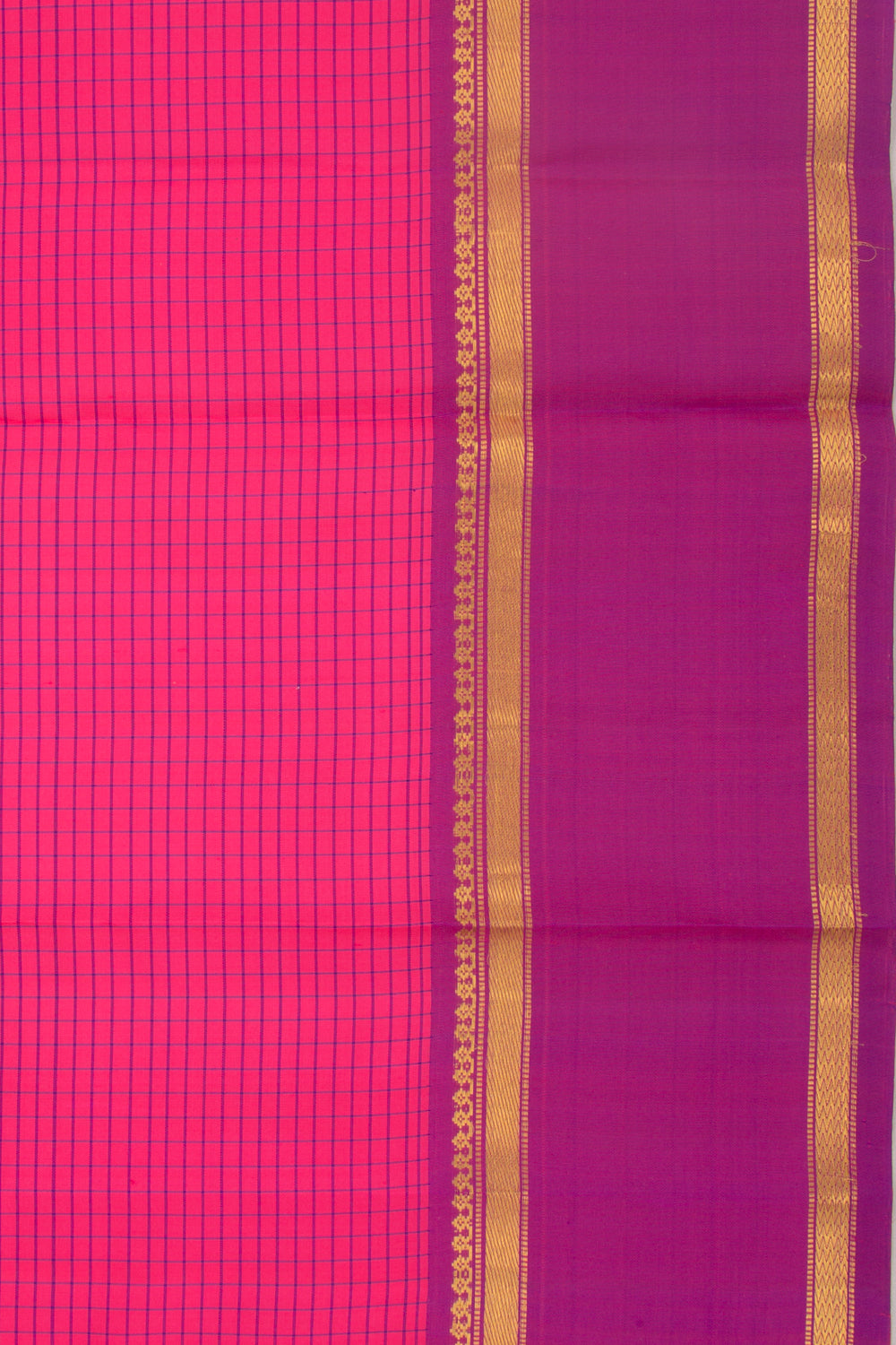 Kanchipuram Silk Checks Pink Saree
