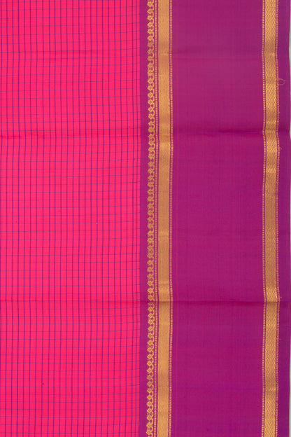 Kanchipuram Silk Checks Pink Saree
