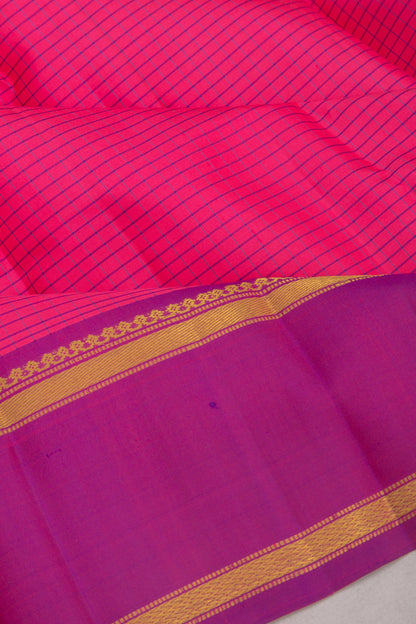 Kanchipuram Silk Checks Pink Saree
