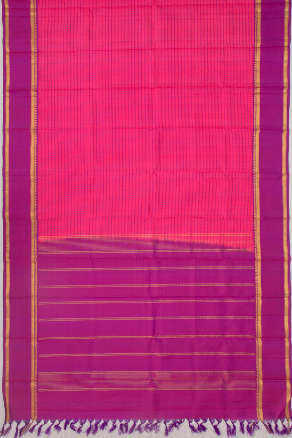 Kanchipuram Silk Checks Pink Saree
