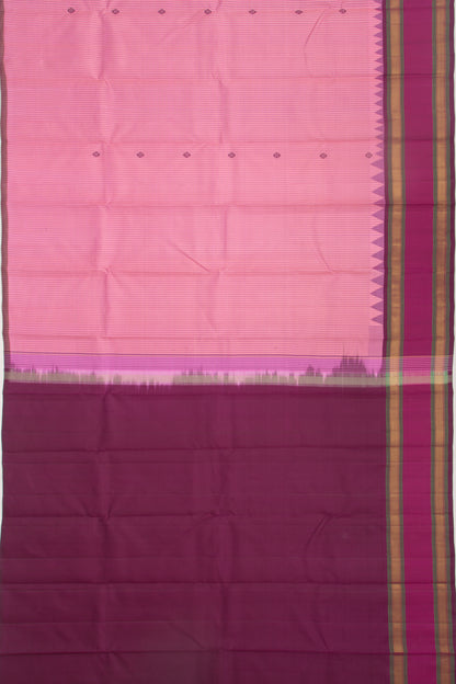 Kanchipuram Silk Checks And Butta Pink Saree