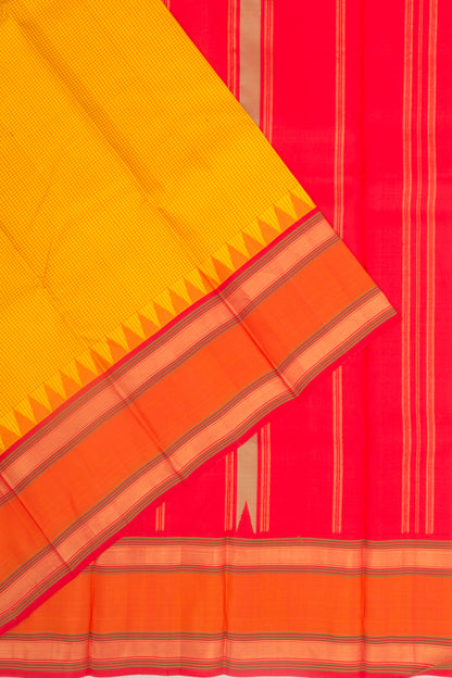 Kanchipuram Silk Checks Yellow Saree