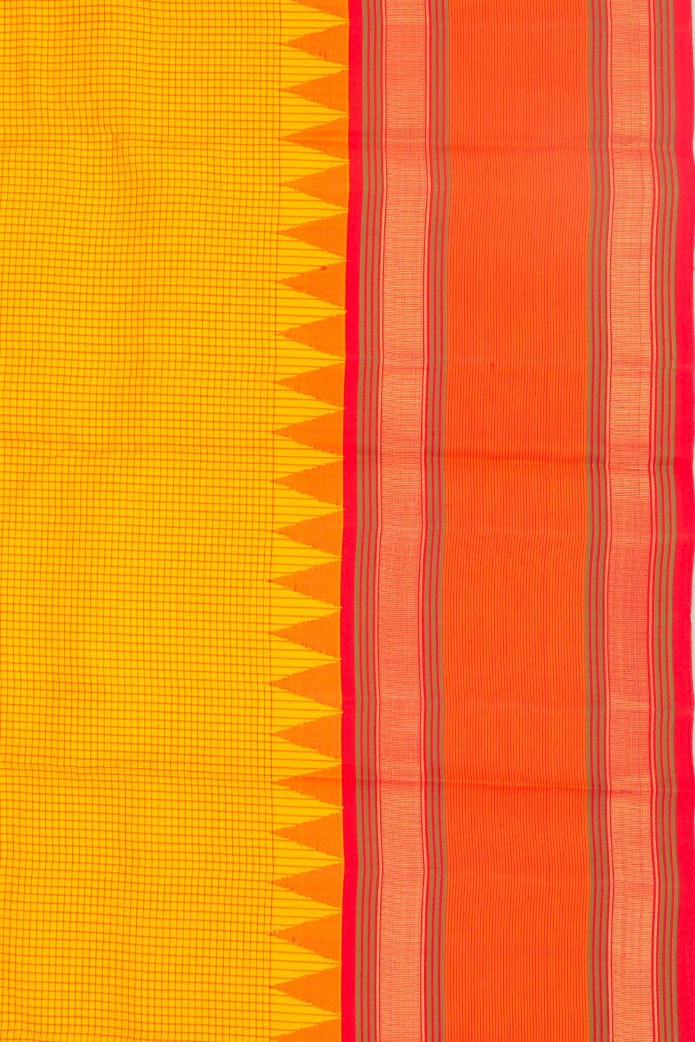 Kanchipuram Silk Checks Yellow Saree