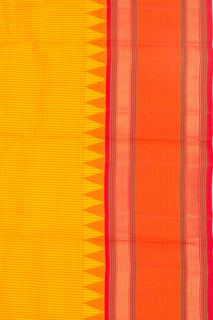 Kanchipuram Silk Checks Yellow Saree